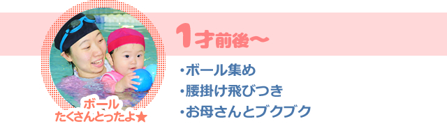 ボール集め・腰掛け飛びつき・お母さんとブクブク