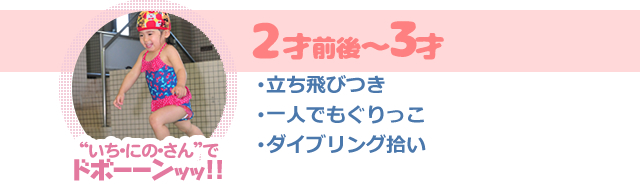 立ち飛びつき・一人もぐりっこ・ダイブリング拾い