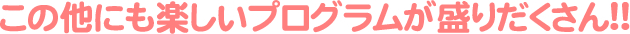 この他にも楽しいプログラムが盛りだくさん